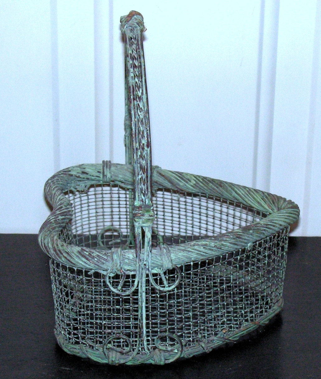 vintage wire basket heart shaped country shabby chic decor vintage wire basket heart shaped country shabby chic decor