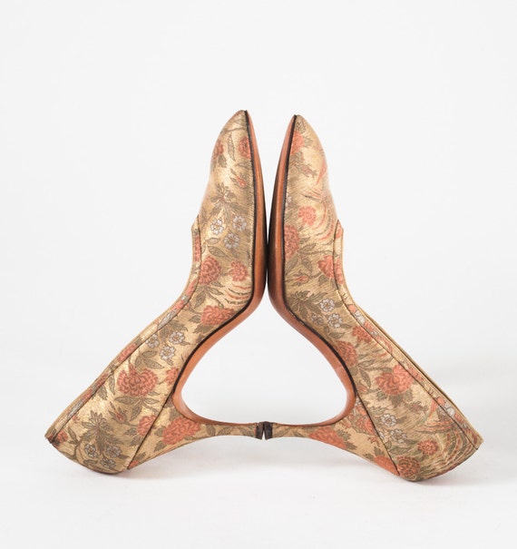 1960's Gold Metallic Stiletto Heels I. Miller Designer