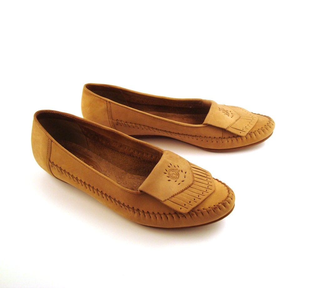 Leather Flats Shoes Vintage 1980s Cherokee Comfort women�s