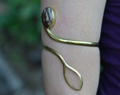 Fairy Elven Goddess Tribal Brass Agate Upper Arm Cuff Bracelet Adornment OOAK