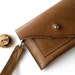 LEATHER Phone iPhone 4 4S 5 Wallet Case with Wristlet - Gadgets, Phones, Ipod Classic - Rustic with Raw Edge