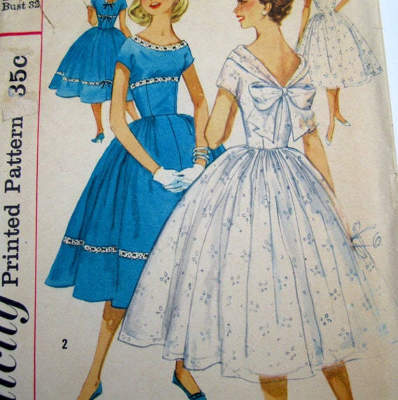 1950s Formal  Dress  Pattern  1950s Junior  Formal  by WitNWhimzy