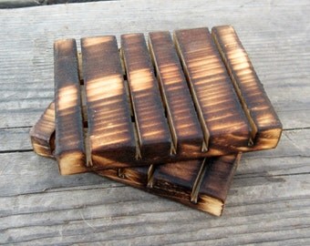 Rustic Bathroom Decor - Wood Soap Dish Set - Rustic Kitchen Brillo Pad Dishes