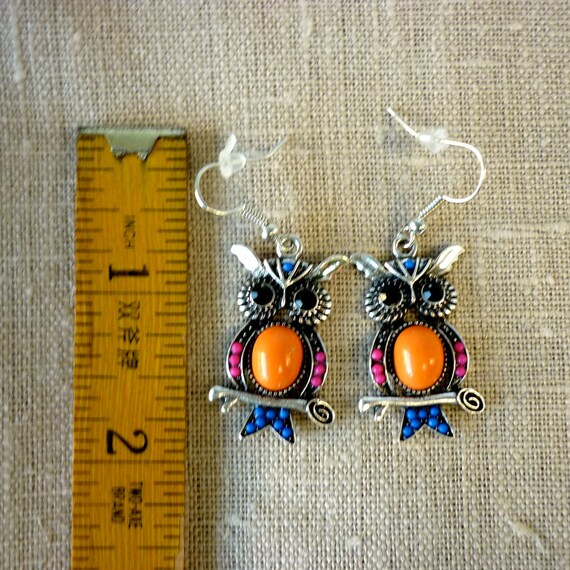 Vintage Green Owl Earrings