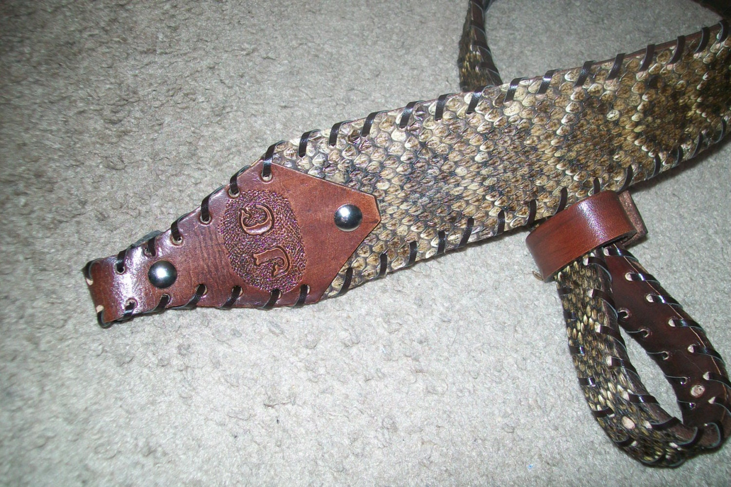 Rattlesnake Skin Rifle Sling with or without by TheLeatherArtist