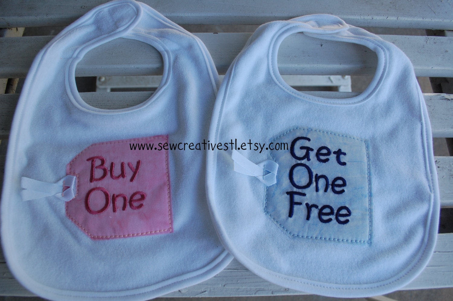 Bib and Burp Cloth Set for Twins Buy One and by sewcreativestl