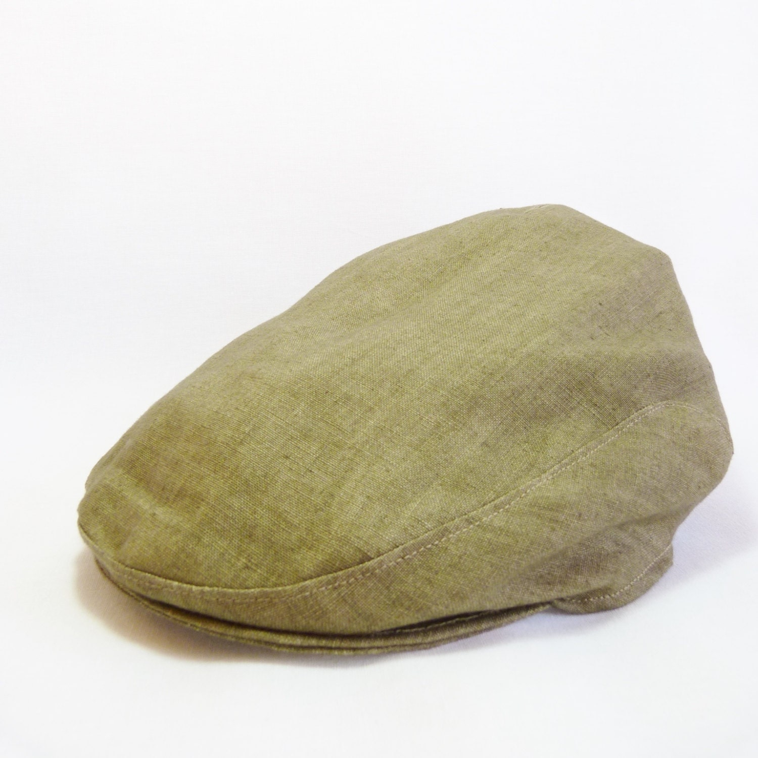 Mens Flat cap Olive Green Irish Linen by moaningminnie on Etsy