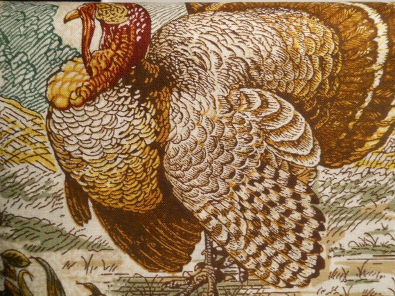 Harvest Toile Turkey Cotton Fabric 1 Yard Cotton by PurpleBirdie