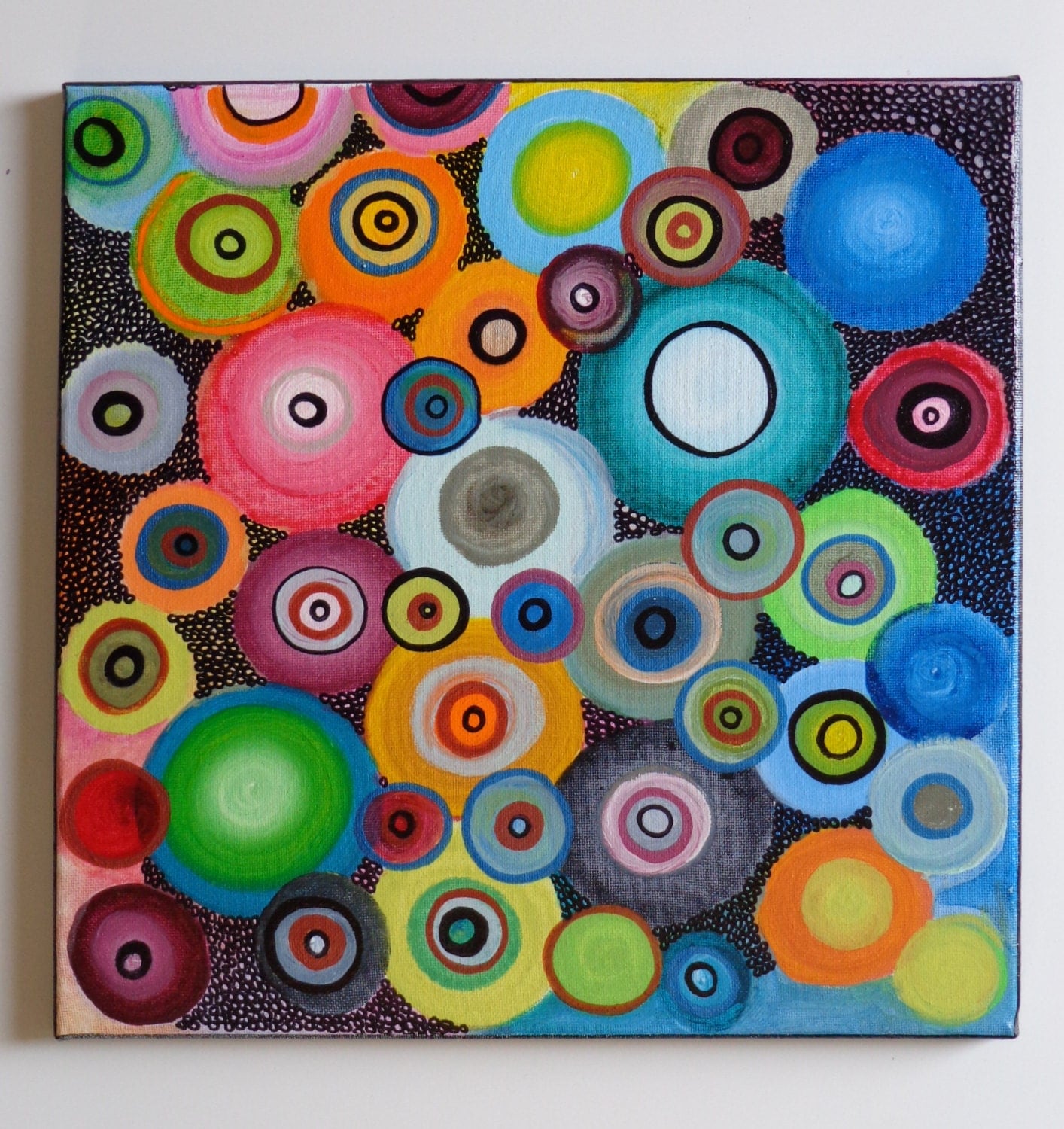 Abstract Circle Acrylic Painting on Canvas 12x12 Original