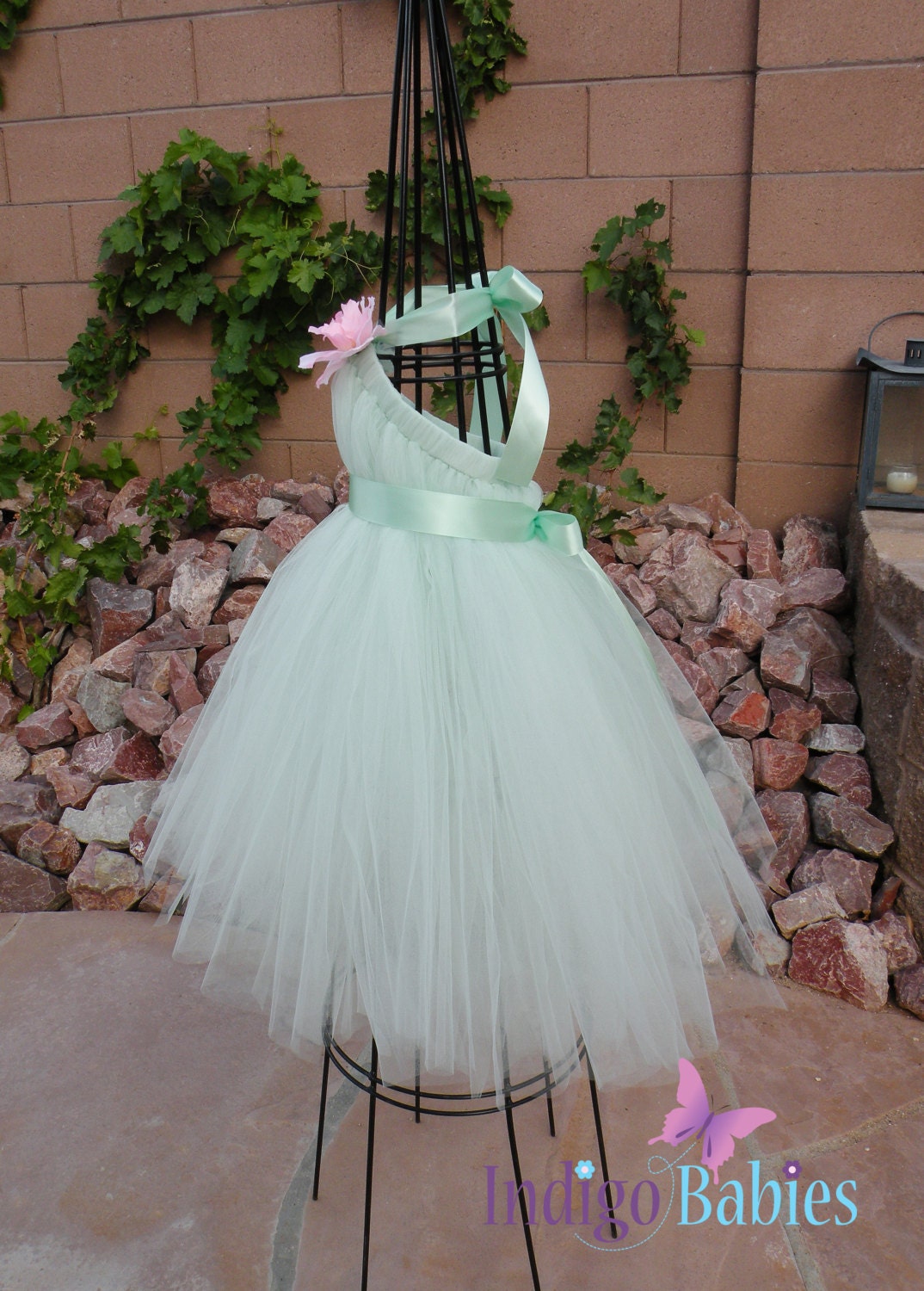Tutu Dress Flower Girl Dress Mint Green Tulle Mint by indigobabies