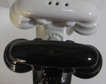 Sale 50% ~ Novelty Telephone Salt & Pepper Shaker in Black and White.