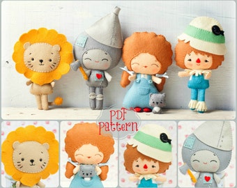 PDF. The wizard of Oz pattern. Fairy tale pattern. Plush Doll Pattern, Softie Pattern, Soft felt Toy Pattern.
