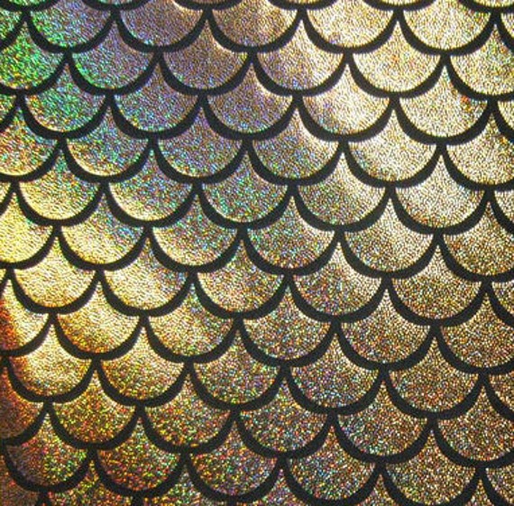 Items similar to Gold Large Fish Scale Mystique Lycra Fabric on Etsy