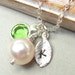 Swarovski Charm Pearl And Personalized Leaf Sterling Silver Necklace - Ideal For Brides Bridesmaids Wedding Party Bridesmaids Favor