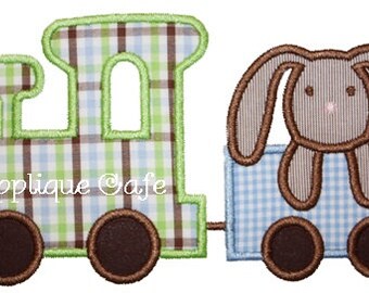 433 Bunny Train Machine Embroidery Applique Design