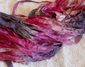 NeW DyE BaTch - Hand Dyed ribbon - gorgeous MIDNIGHT ROSE half inch ribbon, 5 yards