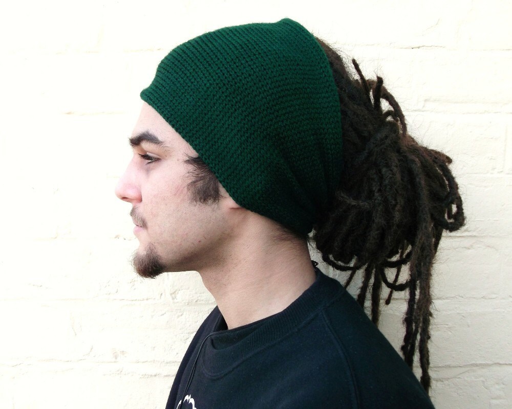 Green dreadlocks accessory mens knit headband wide hair
