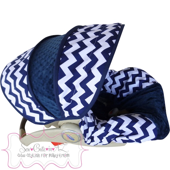 Infant Car Seat Cover Navy Chevron