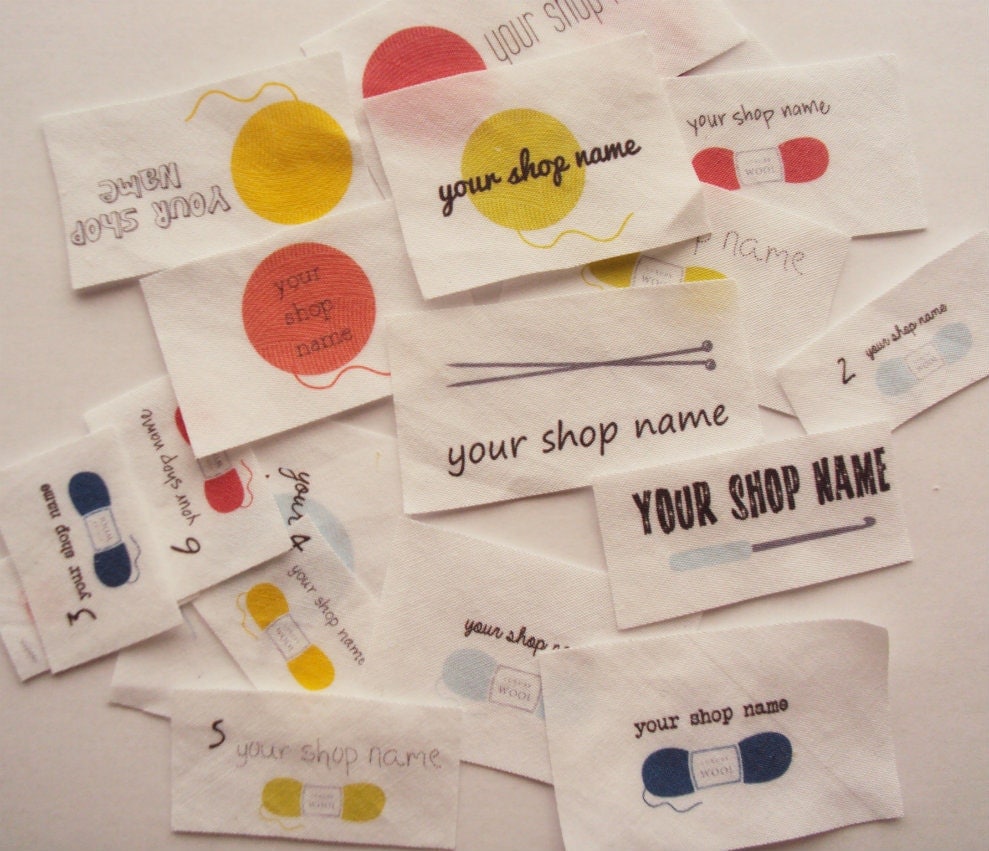 personalized knitting labels and crochet labels with bright