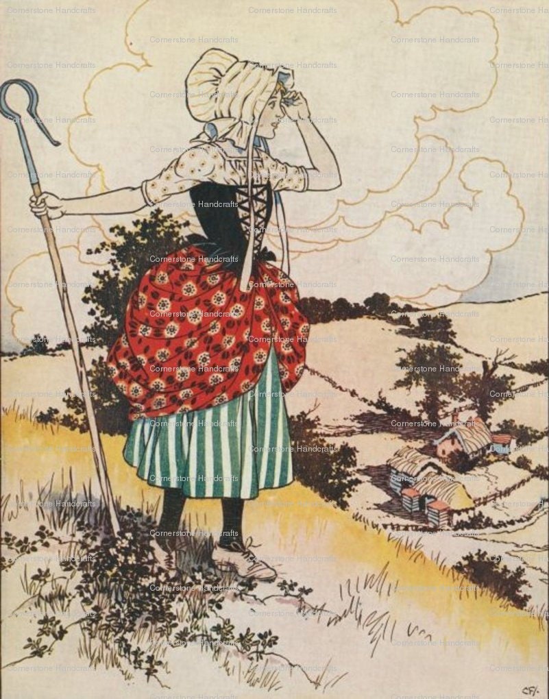 5 VINTAGE Nursery Rhyme Art Prints Instant Digital Download