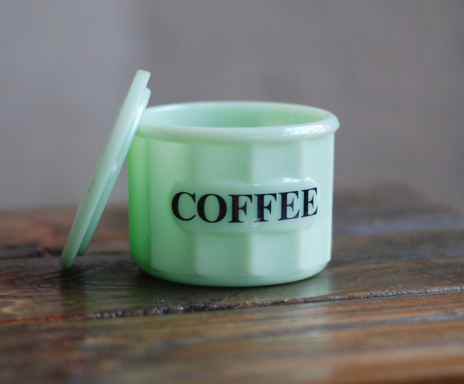 Vintage Jadeite Small coffee canister with jadeite lid