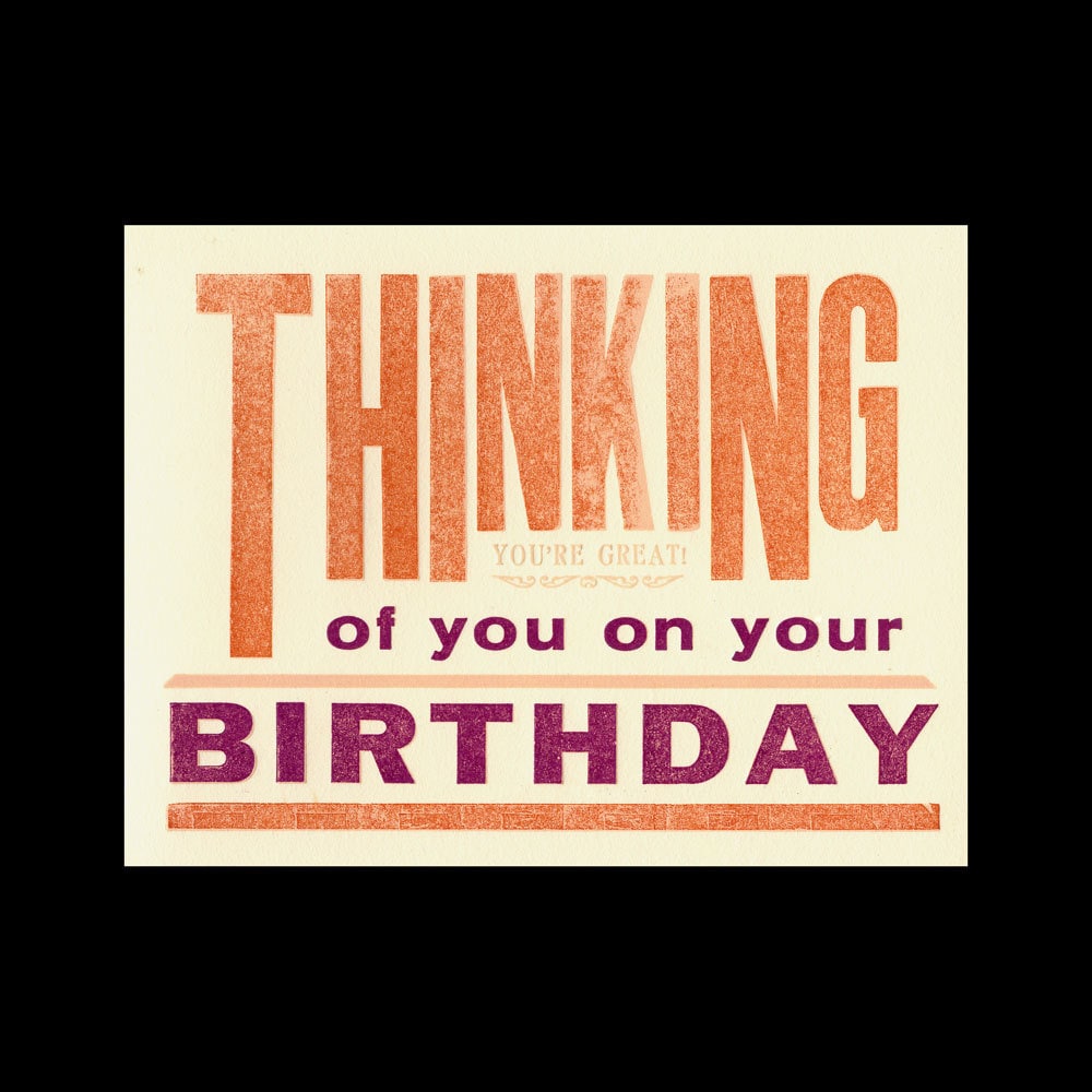 Thinking Of You On Your Birthday Letterpress Card