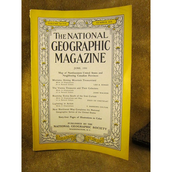 June 1950 Issue National Geographic Magazine with Map of