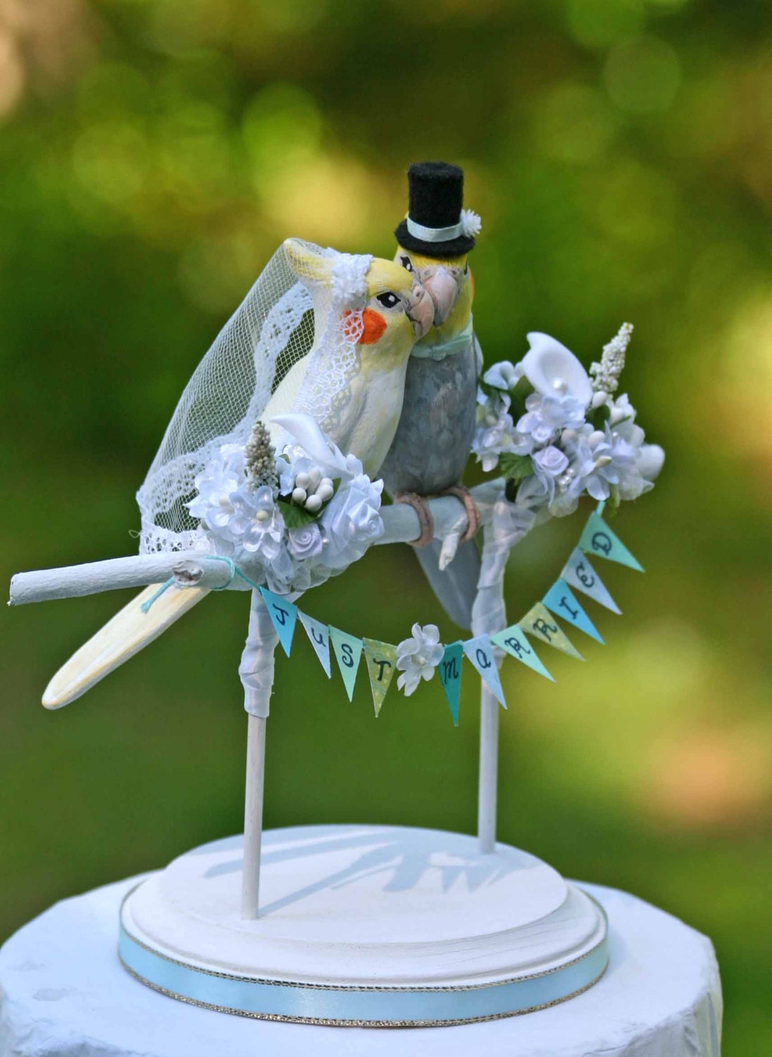 Cockatiel Love Birds Wedding Cake Topper