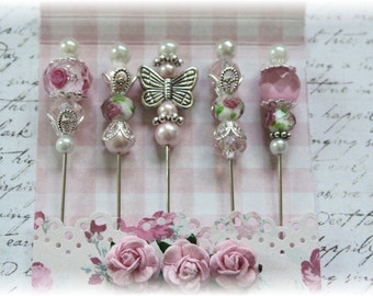 Mini Matchbook Stick Pins for Scrapbooking,Cardmaking or Mini Albums, Pretty in Pink