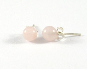 Rose Quartz Stud Earrings 6mm., Rose Quartz with Silver Post Earrings, Rose Quartz Earrings, Classic Earrings, Stone Earrings