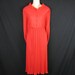 1970's red ruffle dress. frill neck secretary. medium / large. new old stock.