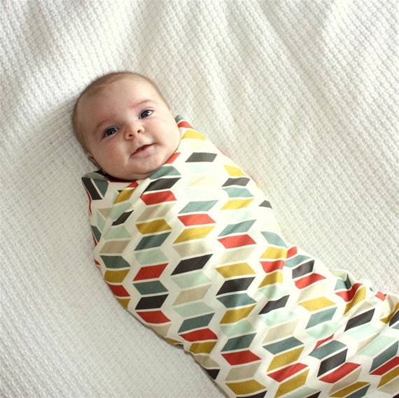 Pellerina "Chevron Slices" Swaddle blanket in Nautical unisex colors perfect for newborns