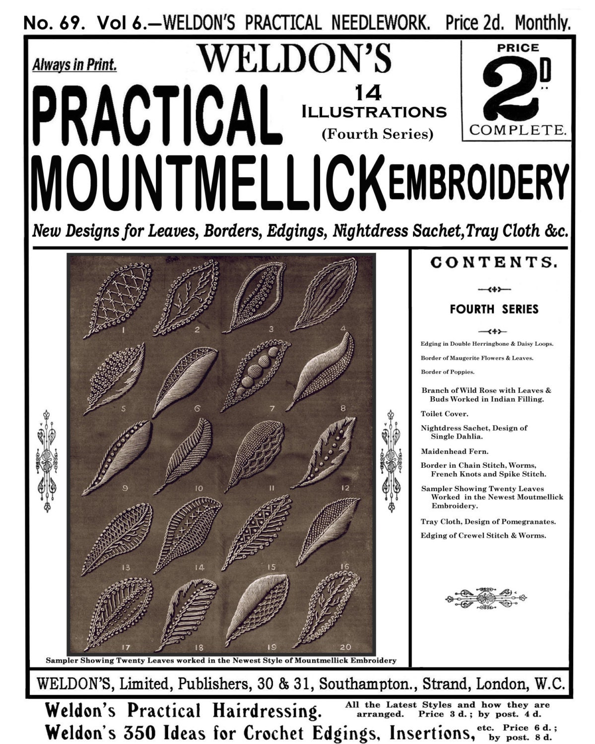 Weldon's 69 c.1890 Mountmellick Embroidery 4th Book