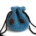 Felted Drawstring Bag Water Blue with Brown Dots