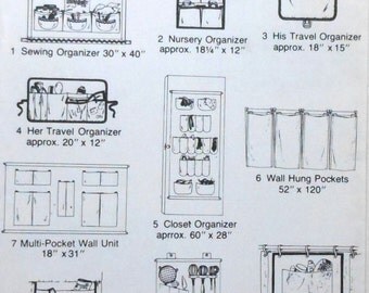 Organizers Instructional How To Cards Simplicity 121 travel sewing wall bedside shower organizer