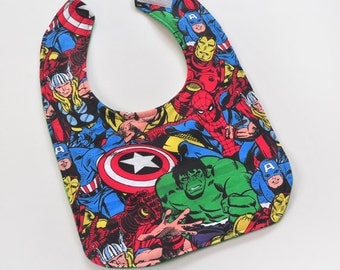 Toddler Bib Marvel Baby 1st Birthday Super Hero Baby Bib Soft Cotton Baby Bib, Made From Marvel Fabric