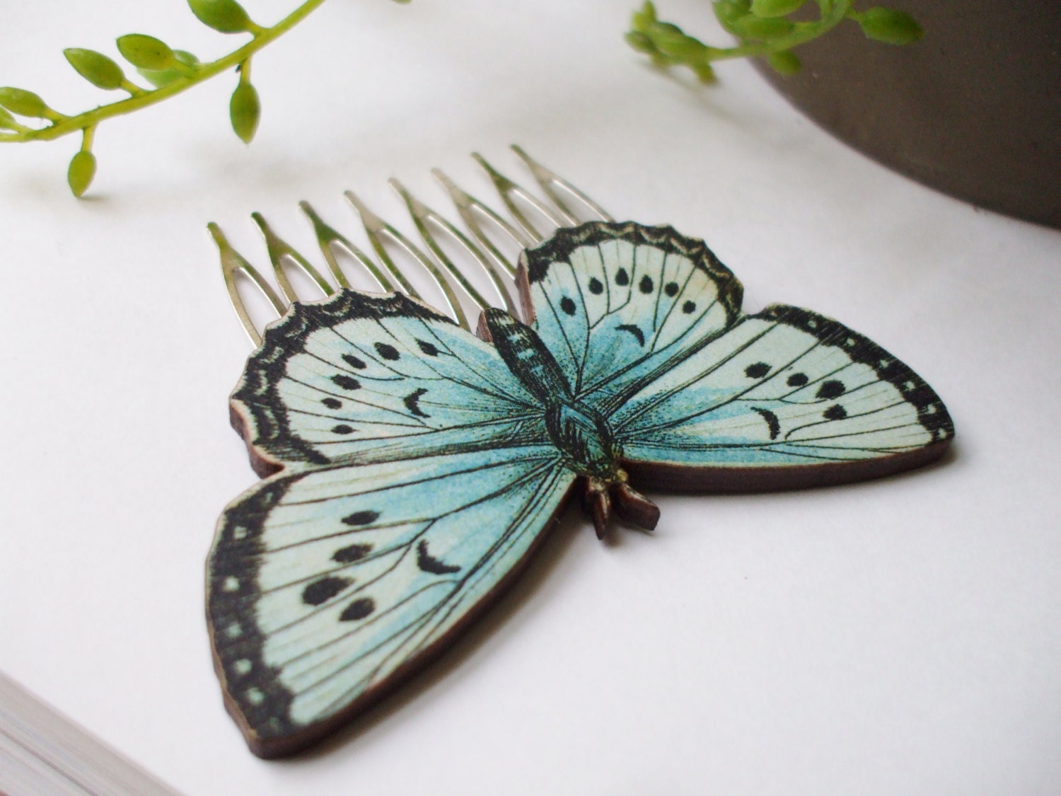 x2 Beautiful Butterfly Hair Comb Set Barrette by LuvHandmadeXoXo