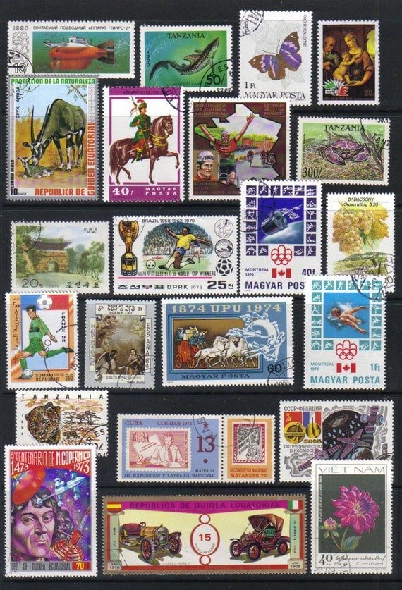 50 Large thematic vintage postage stamps 4 Sport by artypharty