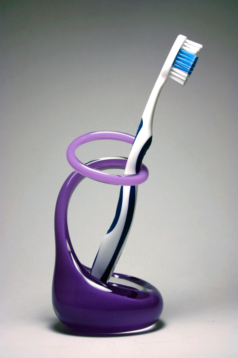 Violet Glass Toothbrush Holder