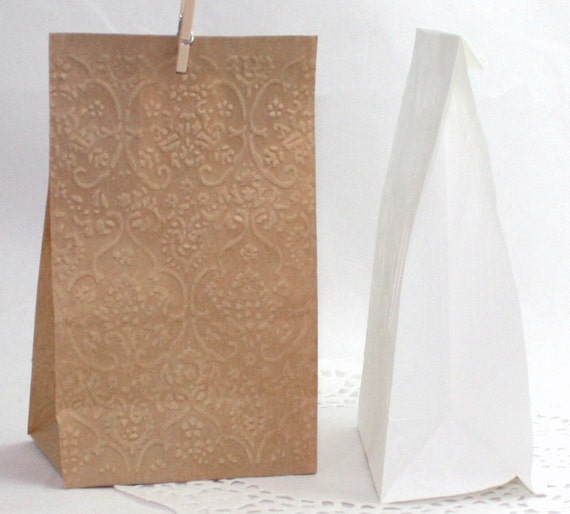20 Embossed Paper Bags 1/2 lb. Flat Bottom by ThePaperSandbox