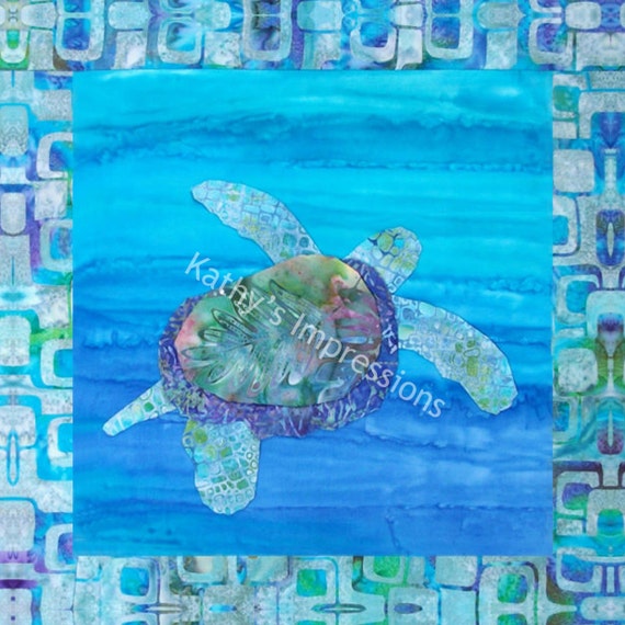 tropical honu sea turtle hawaii ana applique quilt pattern