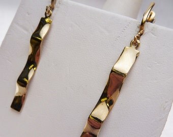 Gold Tone Ribbon Screw Back Earrings