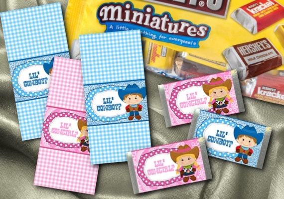 36 Hershey's Mini Candy Wrappers, Baby Gender Reveal Party, Baby Shower, Cowboy, Cowgirl Il_570xn