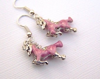 Equestrian Jewelry Horse Earrings Girls Earrings Small Pink Horse Jewelry Equestrian Earrings
