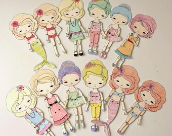 Collection of Five Colour-Your-Own Paper Dolls