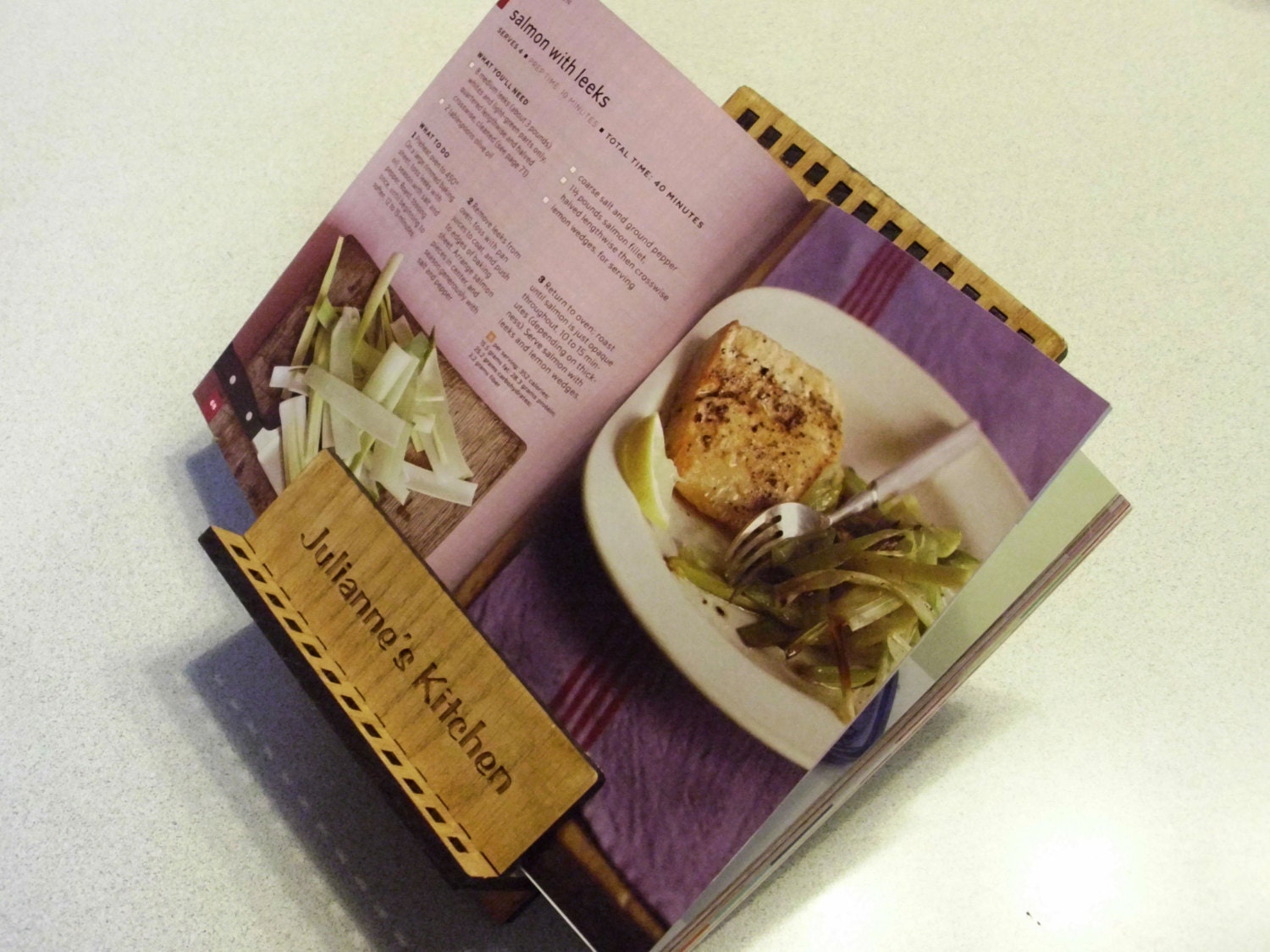 Oak Cookbook Stand Engraved and Personalized by jptreeman on Etsy