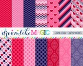 Valentine Party Chevrons Polkadots and Damask- Digital Paper Pack for Personal or Commercial Use Il_170x135