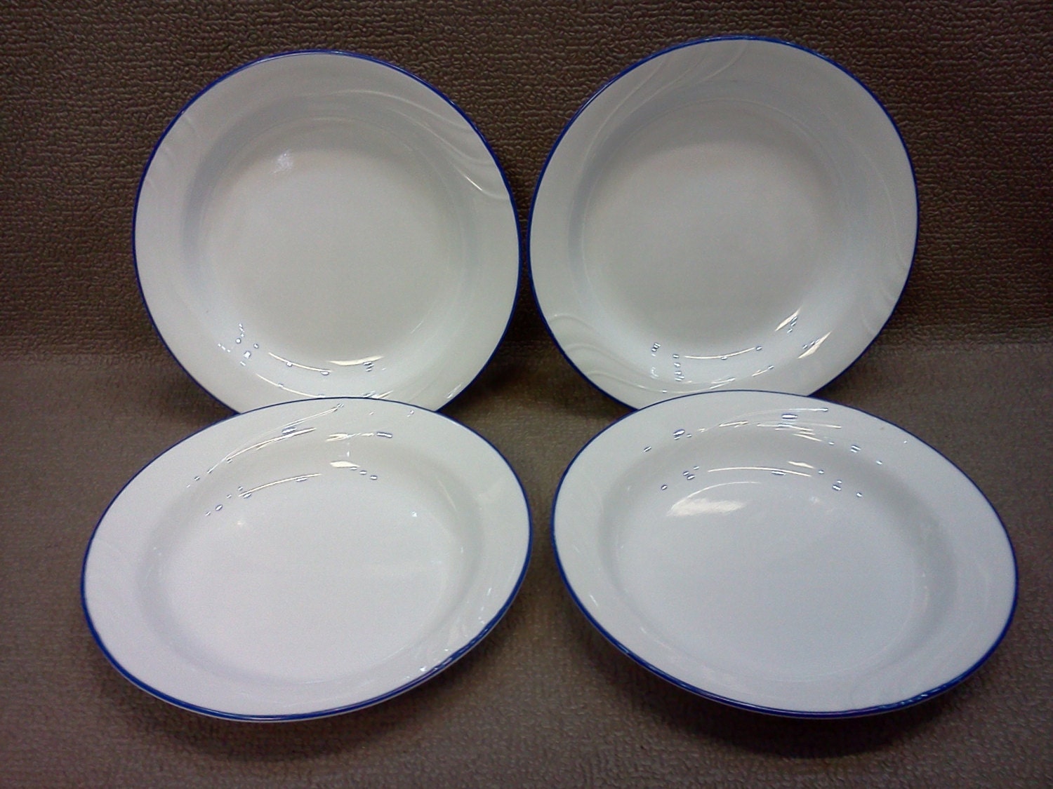 Corelle Celestial Blue Flat Rimmed Soup Bowl Plate with Blue