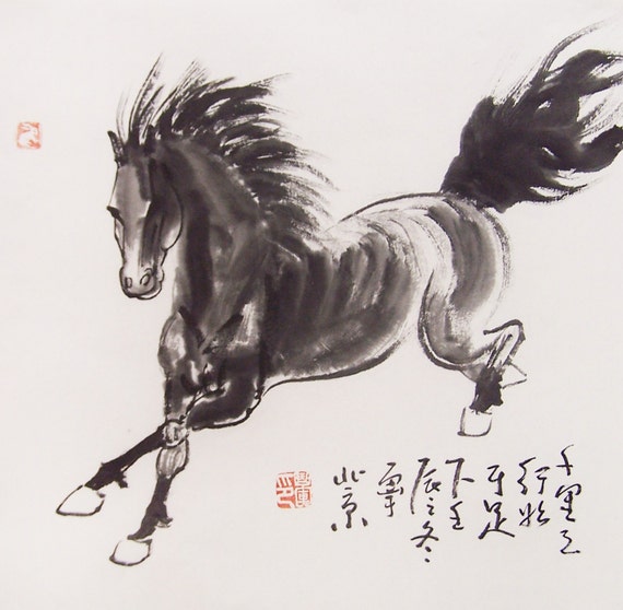 original horse painting chinese painting ink painting