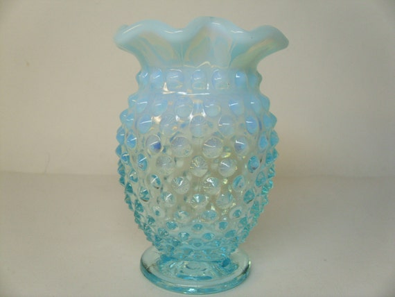 Vintage Blue Hobnail Vase